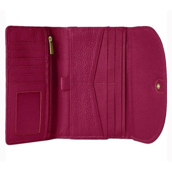FOSSIL Sophia Wallet Crossbody Purse Pink Raspberry Wine Leather - Picture 2 of 8